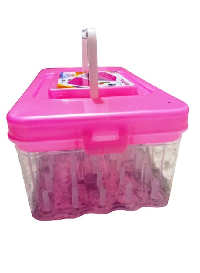 DAIDSUKE® Pink 90 Degree 45 Reels Sewing Supplies Organizer Rectangular Empty Plastic Tailoring Accessories Box With Free 27 Needle Set Thread Button Storage Needle 45 Spools Tailor Use Empty Big Box ( Pink ) - Image 3
